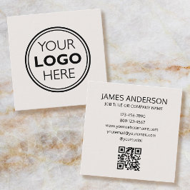 Professional Logo QR Code Minimalist Off-White Vierkante Visitekaartje
