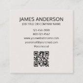 Professional Logo QR Code Minimalist Off-White Vierkante Visitekaartje (Achterkant)