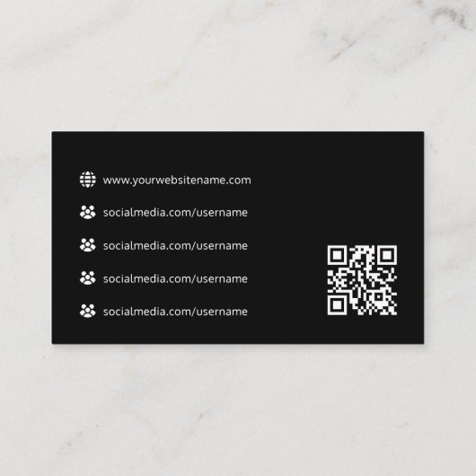 Professional Logo Social Media QR Code Black Visitekaartje (Achterkant)