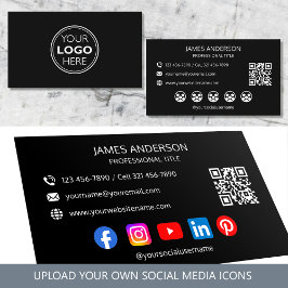 Professional Logo Social Media QR Code Black Visitekaartje