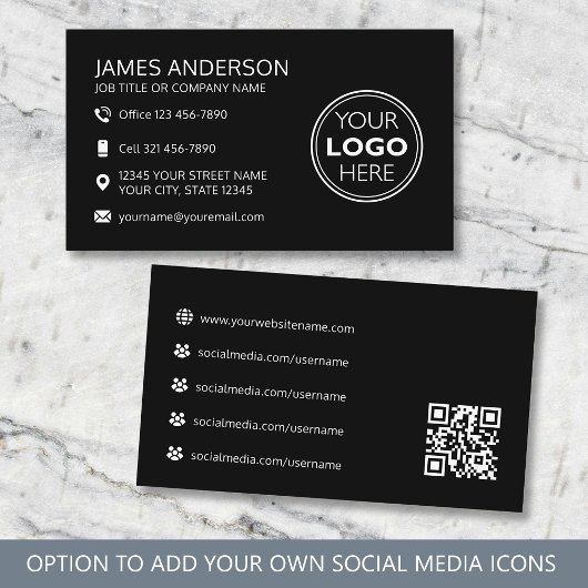 Professional Logo Social Media QR Code Black Visitekaartje