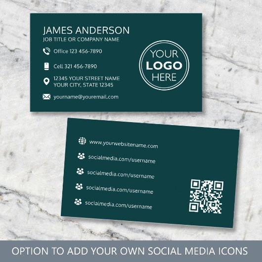 Professional Logo Social Media QR Code Green Visitekaartje