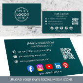 Professional Logo Social Media QR Code Teal Visitekaartje