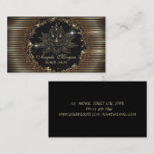 Professional Lotus Flower Gold Stripes Black Visitekaartje (Voorkant / Achterkant)