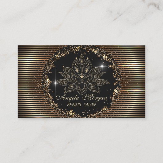 Professional Lotus Flower Gold Stripes Black Visitekaartje (Voorkant)