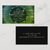 Professional Lotus Flower Stripes Green Visitekaartje (Voorkant / Achterkant)
