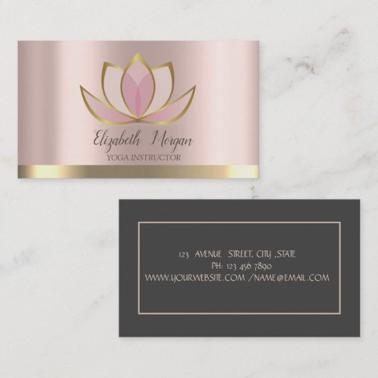 Professional Lotus Gold Stripe Yoga Visitekaartje (Voorkant / Achterkant)