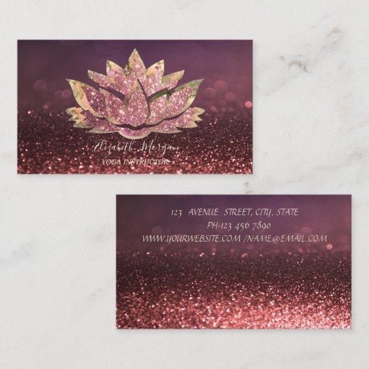 Professional Lotus Yoga Instructor Bokeh Visitekaartje (Voorkant / Achterkant)