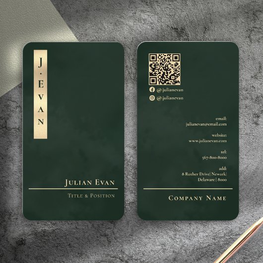 Professional Luxe Emerald Green Gold Business Card Visitekaartje