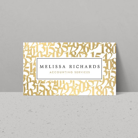 Professional Luxe Faux Gold Numbers Accountant Visitekaartje