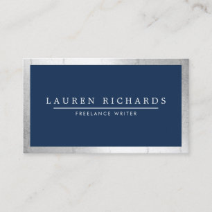 Professional Luxe Faux Silver en Navy Blue Visitekaartje