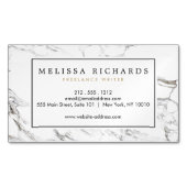 Professional Luxe minimalistische witte marmer Magnetisch Visitekaartje (Voorkant)