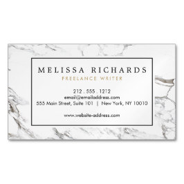 Professional Luxe minimalistische witte marmer Magnetisch Visitekaartje