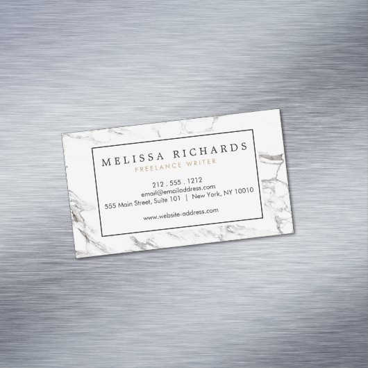 Professional Luxe minimalistische witte marmer Magnetisch Visitekaartje (Voorbeeld)