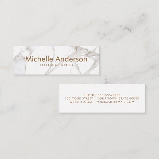 Professional Luxe minimalistische witte marmer Mini Visitekaartje (Voorkant / Achterkant)