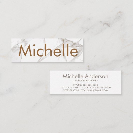 Professional Luxe minimalistische witte marmer Mini Visitekaartje (Voorkant / Achterkant)