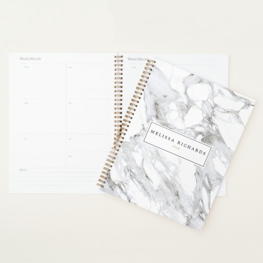 Professional Luxe minimalistische witte marmer Planner (Display)