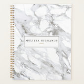 Professional Luxe minimalistische witte marmer Planner (Voorkant)