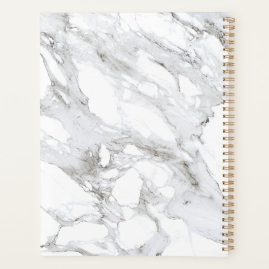 Professional Luxe minimalistische witte marmer Planner (Achterkant)