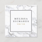 Professional Luxe minimalistische witte marmer Vierkante Visitekaartje (Voorkant)