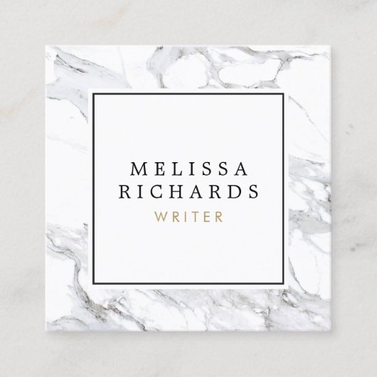 Professional Luxe minimalistische witte marmer Vierkante Visitekaartje (Voorkant)