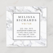 Professional Luxe minimalistische witte marmer Vierkante Visitekaartje (Achterkant)