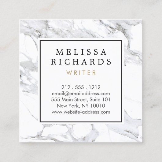 Professional Luxe minimalistische witte marmer Vierkante Visitekaartje (Achterkant)