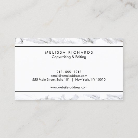 Professional Luxe minimalistische witte marmer Visitekaartje (Achterkant)