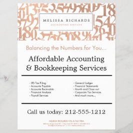 Professional Luxe Roos Gold Numbers Accountant Flyer
