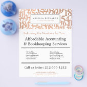 Professional Luxe Roos Gold Numbers Accountant Flyer (Enkel)
