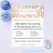 Professional Luxe Roos Gold Numbers Accountant Flyer (Enkel)
