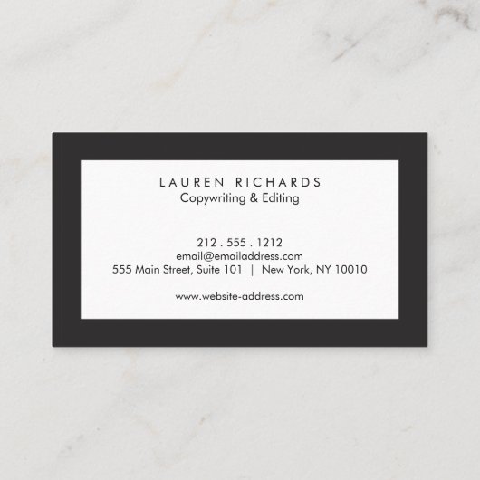 Professional Luxe zwart-wit Visitekaartje (Achterkant)