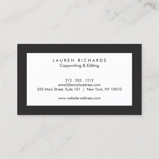 Professional Luxe zwart-wit Visitekaartje (Achterkant)