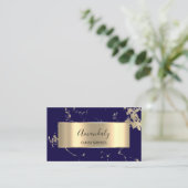 Professional Luxury Gold Abstracte marmer Blue Nav Visitekaartje (Staand voorkant)