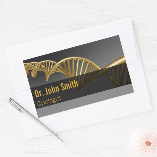 Professional Luxury Gold DNA Strand Medical Rechthoekige Sticker (Envelop)