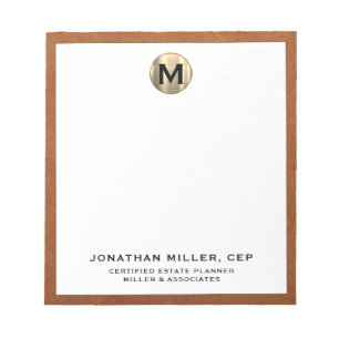 Professional Luxury Gold Initiaal Notitieblok