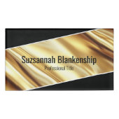 Professional Luxury Gold Ribbon Black Text Naambadge (Voorkant)
