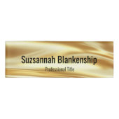 Professional Luxury Gold Ribbon Black Text Naambadge (Voorkant)