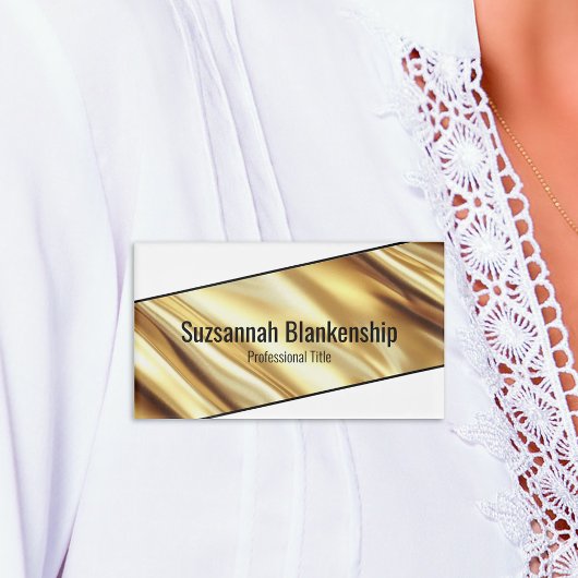 Professional Luxury Gold Ribbon Black Text Naambadge