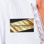 Professional Luxury Gold Ribbon Black Text Naambadge