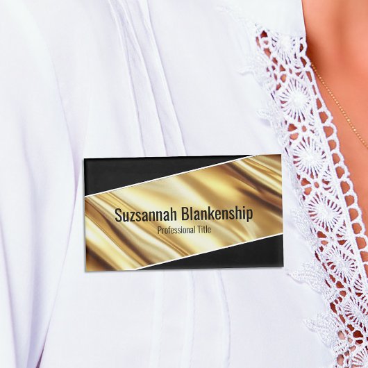 Professional Luxury Gold Ribbon Black Text Naambadge
