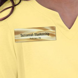 Professional Luxury Gold Ribbon Black Text Naambadge