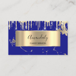Professional Luxury Gold Royal Marble Blue Drip Visitekaartje