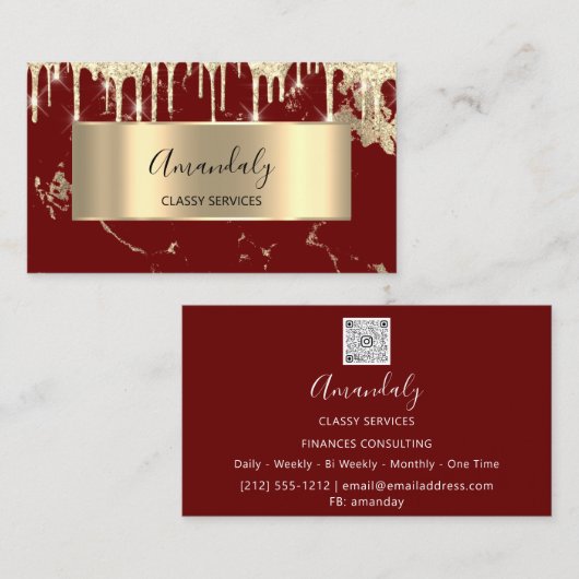 Professional Luxury Gold Royal Marble Burgund Drip Visitekaartje (Voorkant / Achterkant)