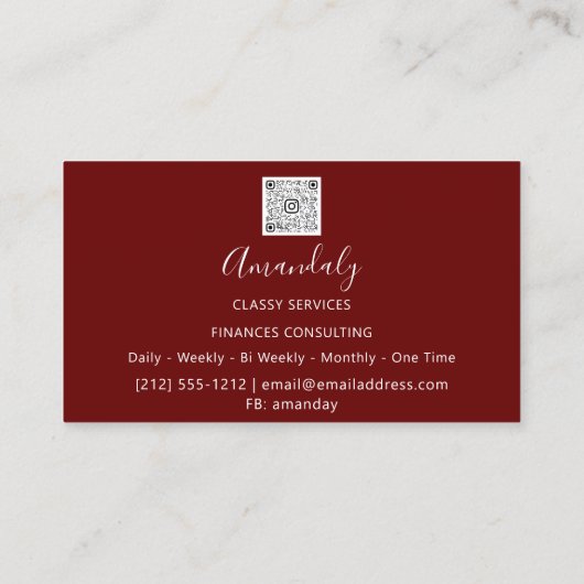 Professional Luxury Gold Royal Marble Burgund Drip Visitekaartje (Achterkant)