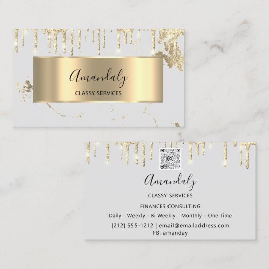 Professional Luxury Gold Royal Marble Gray Visitekaartje (Voorkant / Achterkant)