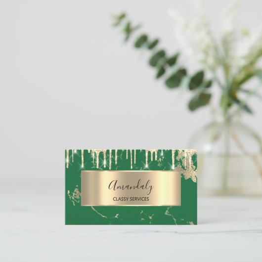 Professional Luxury Gold Royal Marble Green Visitekaartje (Staand voorkant)