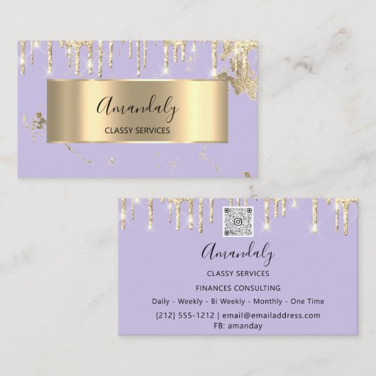 Professional Luxury Gold Royal Marble Paarse Viole Visitekaartje (Voorkant / Achterkant)