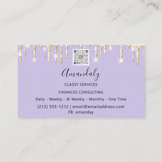 Professional Luxury Gold Royal Marble Paarse Viole Visitekaartje (Achterkant)