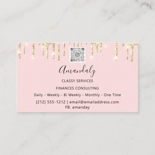 Professional Luxury Gold Royal Marble Pink Drip Visitekaartje (Achterkant)